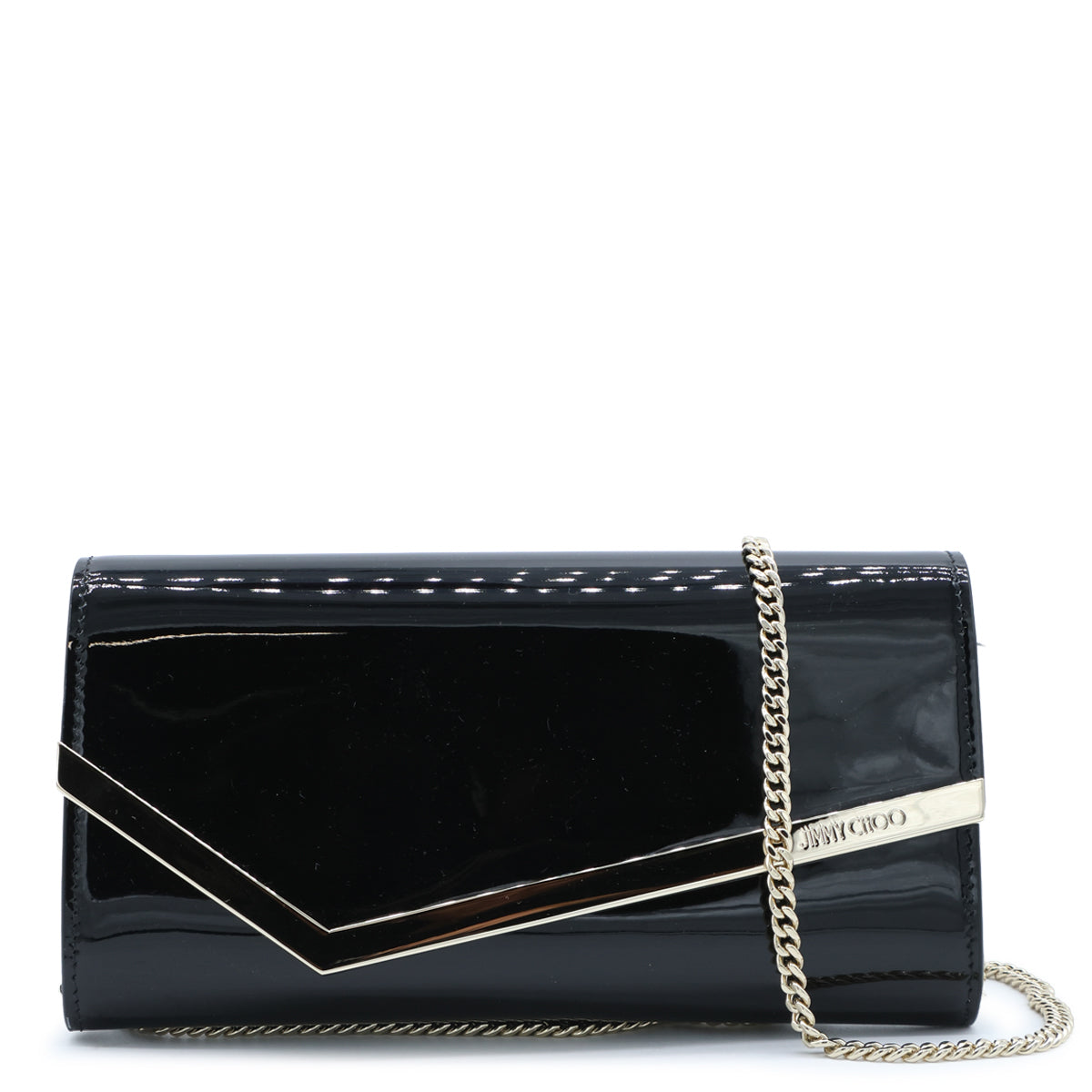BLACK AND LIGHT GOLD LEATHER EMMIE CLUTCH