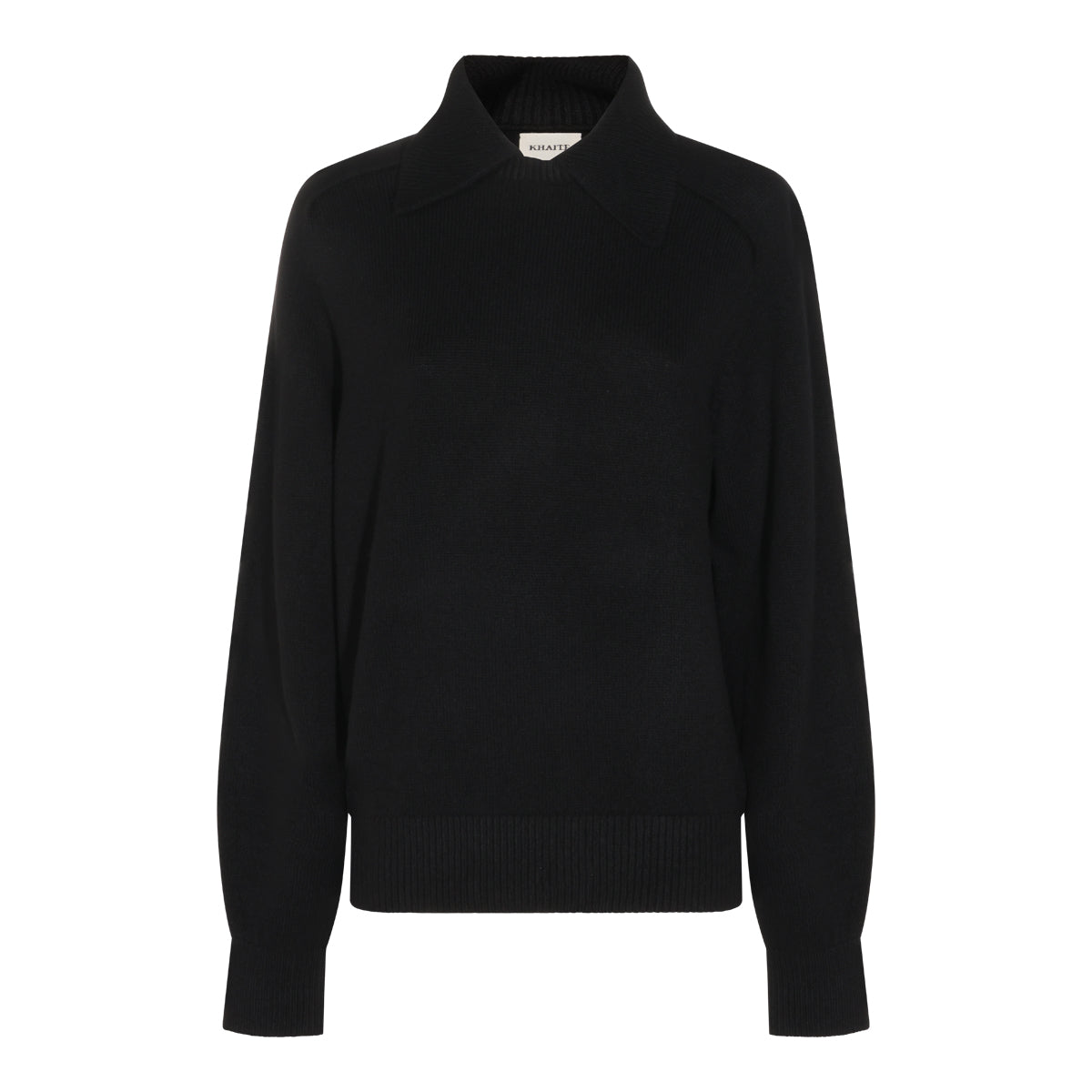 BLACK WOOL AND CASHMERE BLEND JACKSON SWEATER