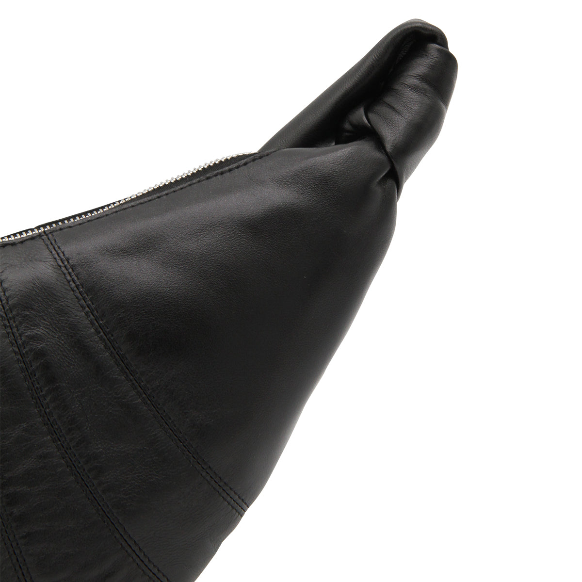 BLACK LEATHER SMALL CROISSANT SHOULDER BAG