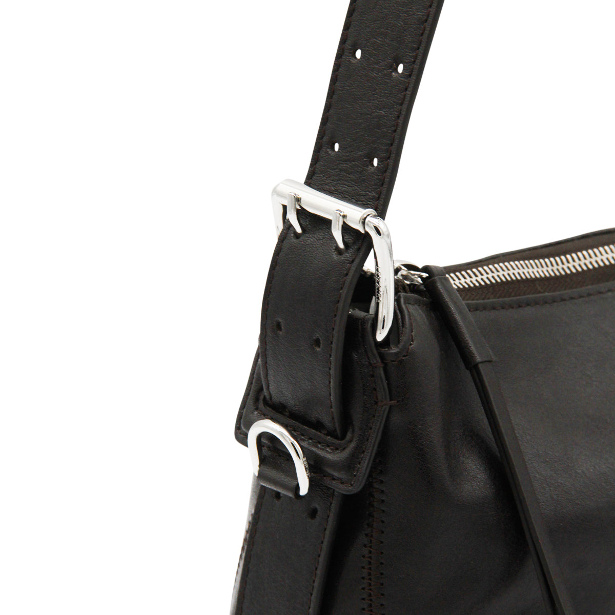 BLACK BELTED BAGUETTE SHOULDER BAG