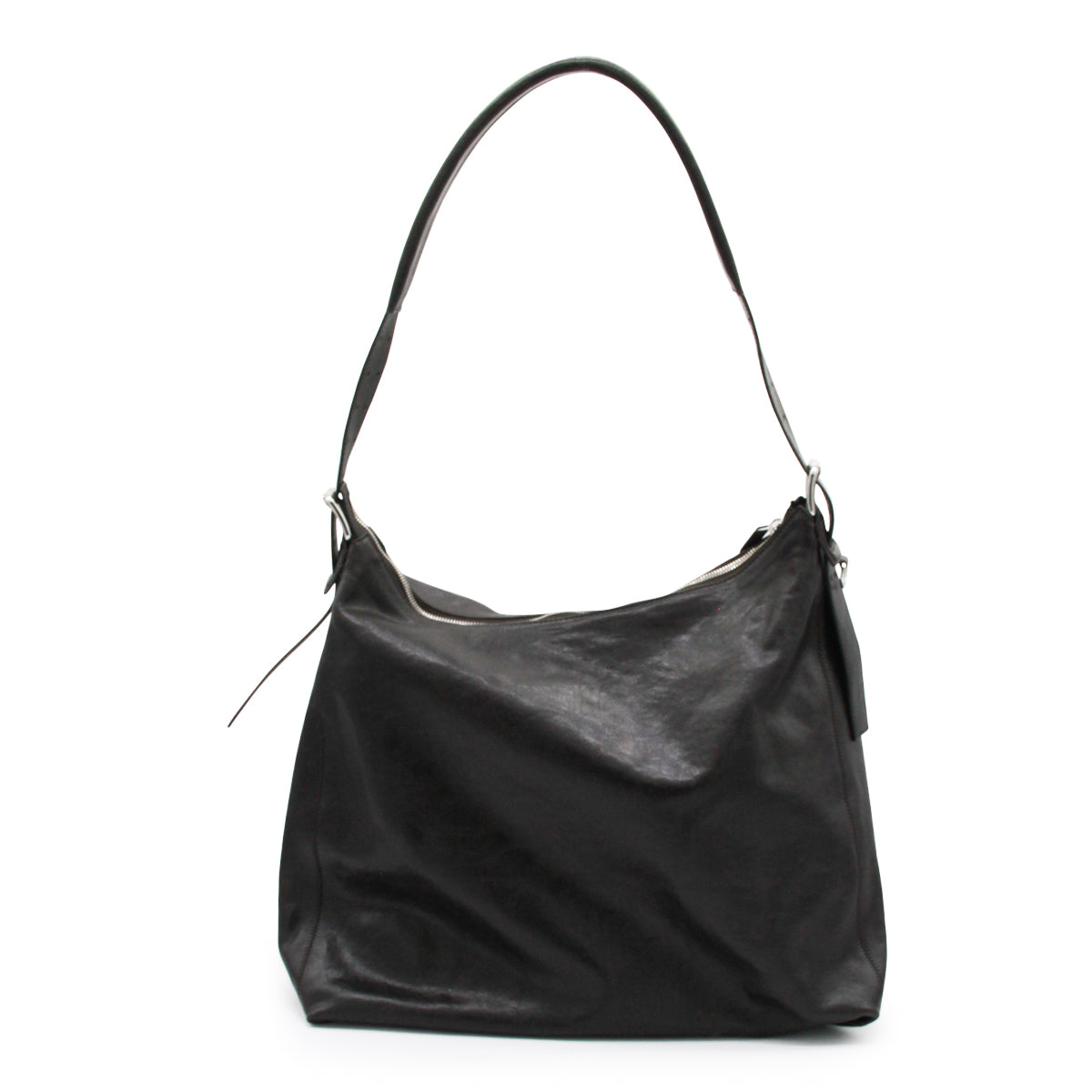 DARK CHOCOLATE LEATHER HOBO SHOULDER BAG