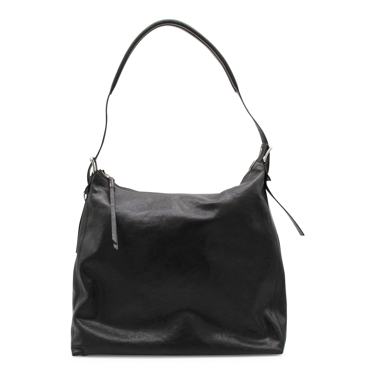 DARK CHOCOLATE LEATHER HOBO SHOULDER BAG