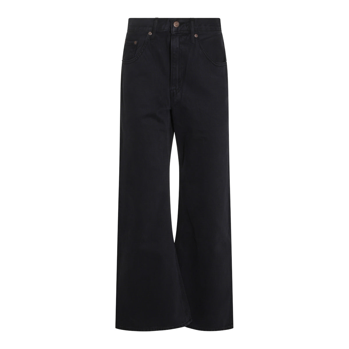 CHIPPED BLACK DENIM LOOSE JEANS