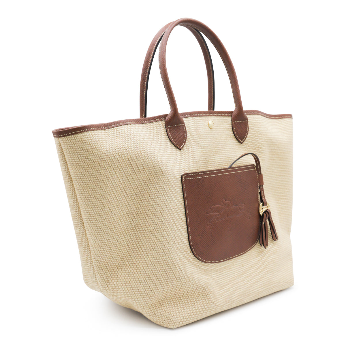 BEIGE AND BROWN PANIER LARGE TOTE