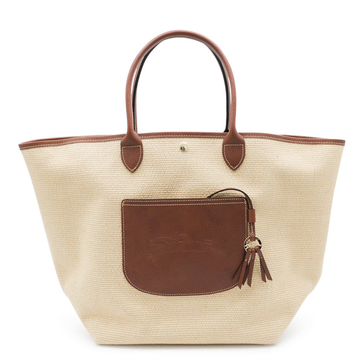 BEIGE AND BROWN PANIER LARGE TOTE