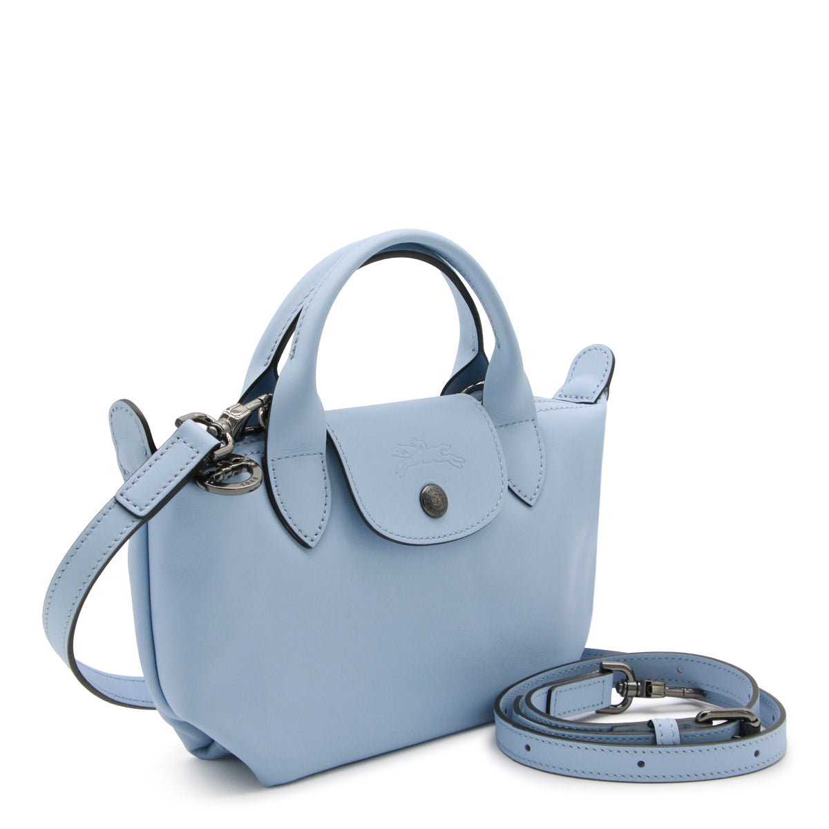 LIGHT BLUE LEATHER LE PLIAGE XS TOTE BAG