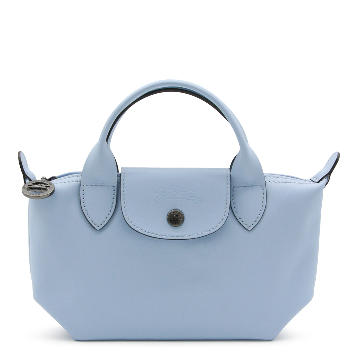 LIGHT BLUE LEATHER LE PLIAGE XS TOTE BAG