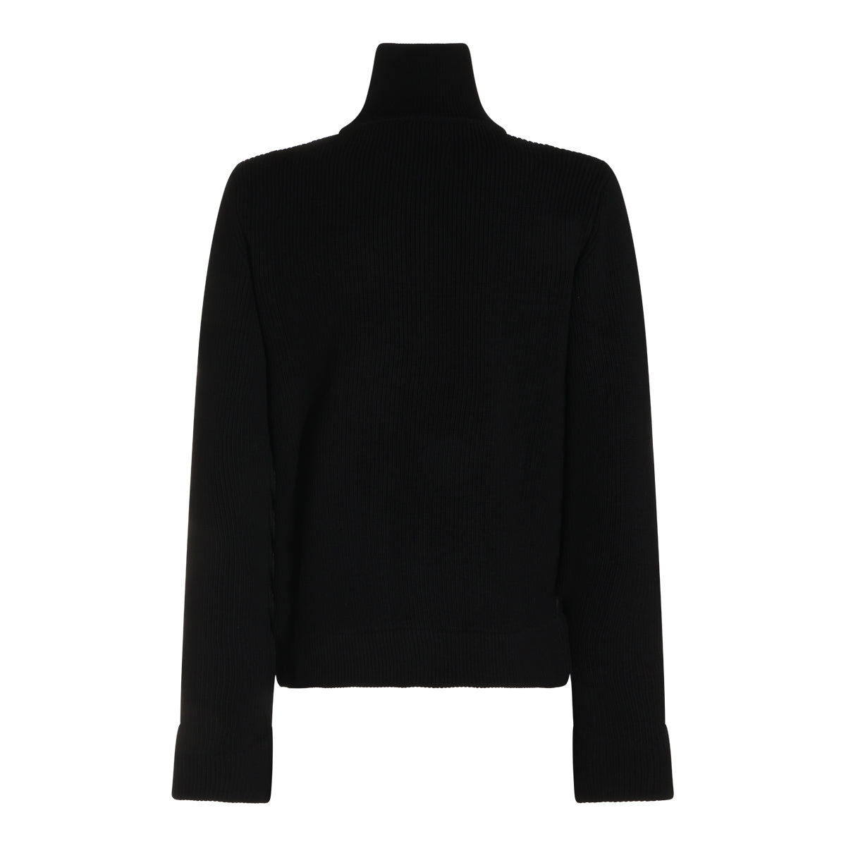 BLACK WOOL AND COTTON BLEND CAMIONNEUR SWEATER