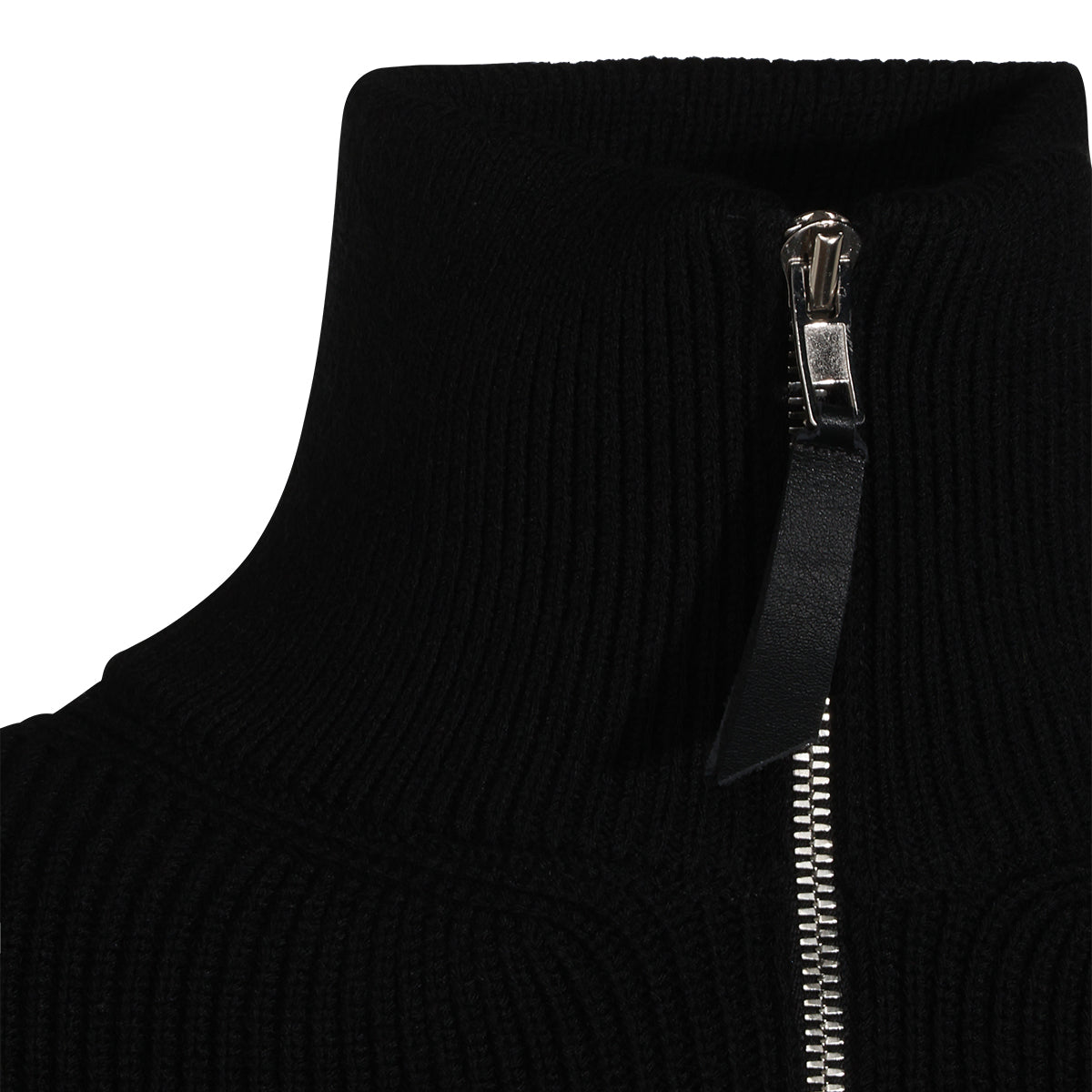 BLACK WOOL AND COTTON BLEND CAMIONNEUR SWEATER
