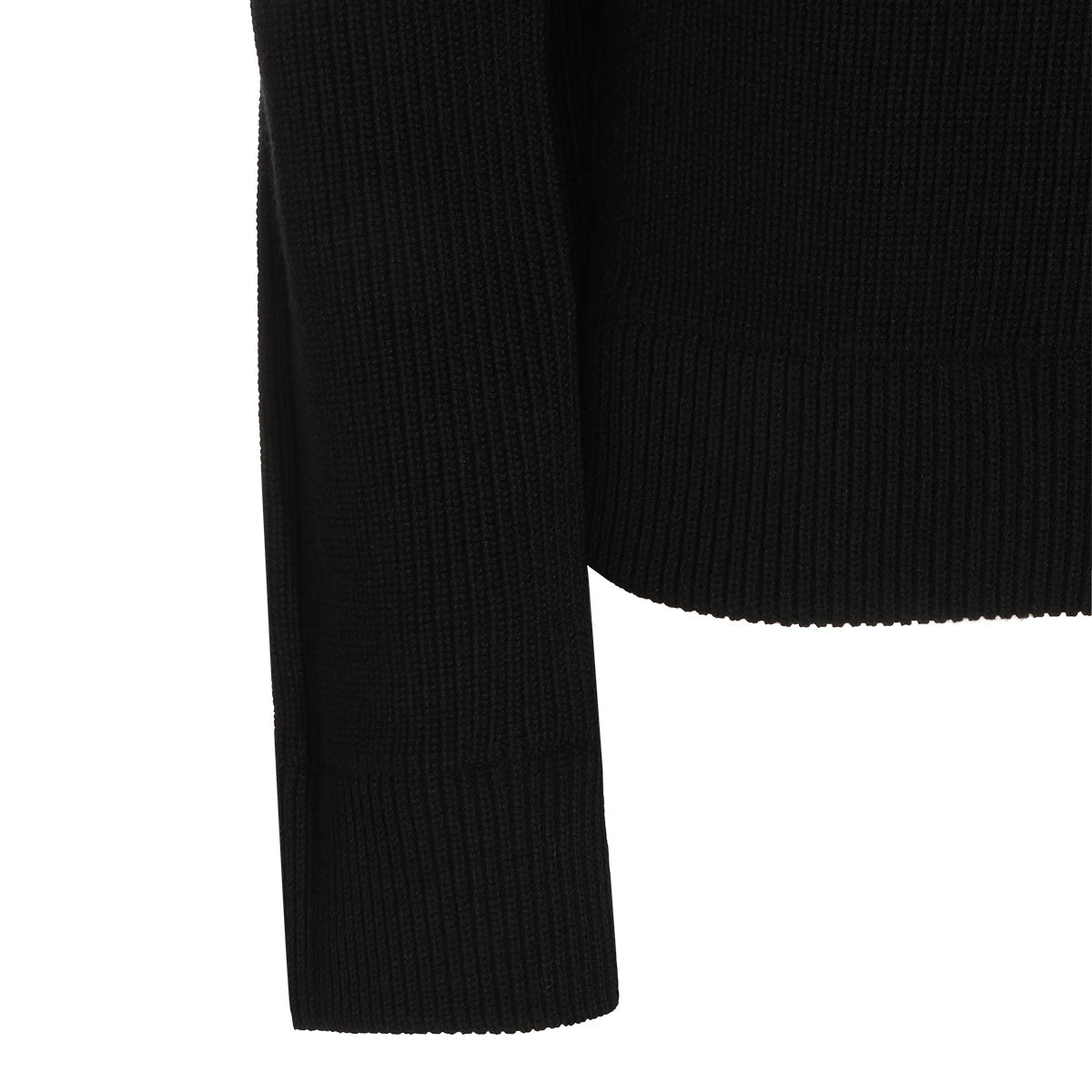 BLACK WOOL AND COTTON BLEND CAMIONNEUR SWEATER