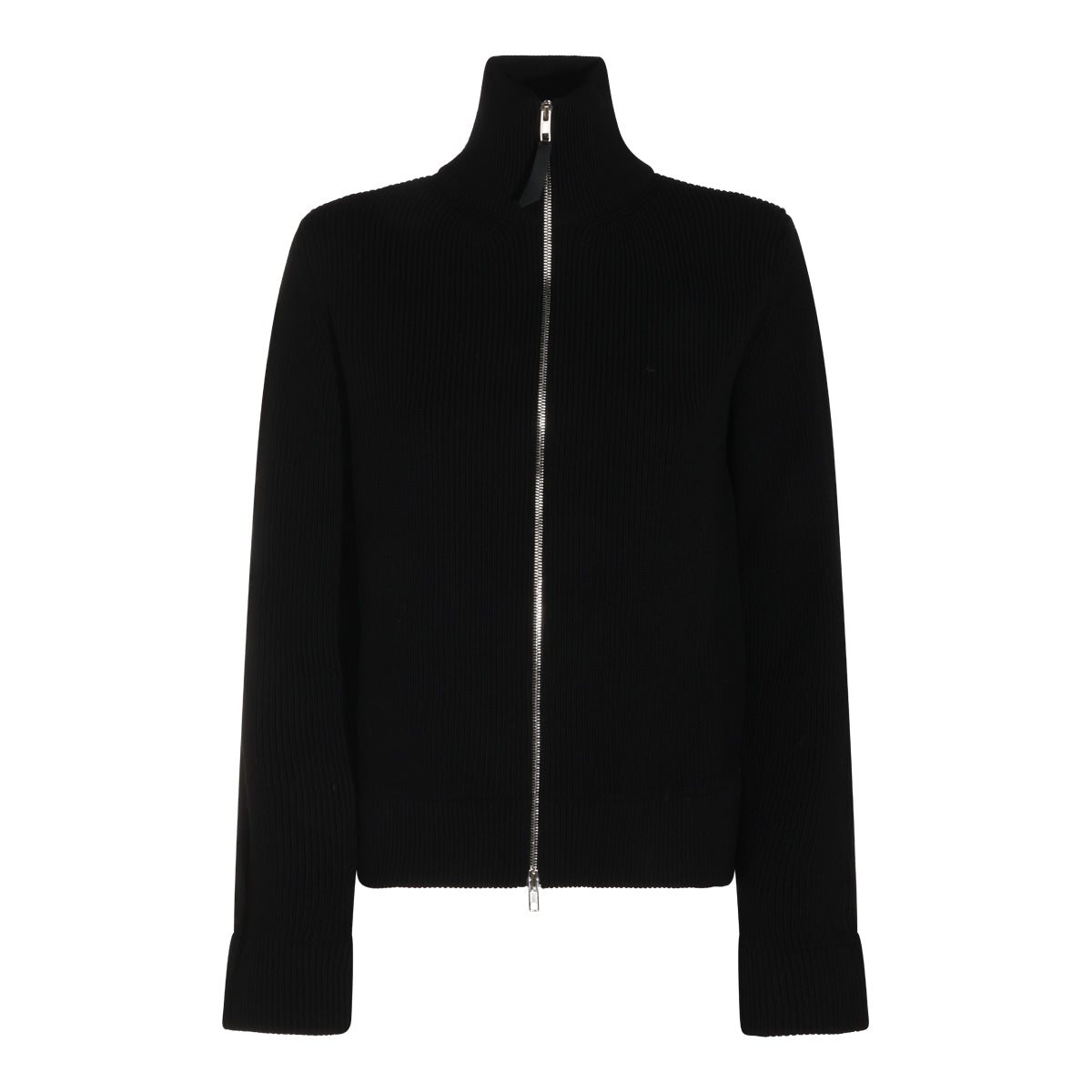 BLACK WOOL AND COTTON BLEND CAMIONNEUR SWEATER