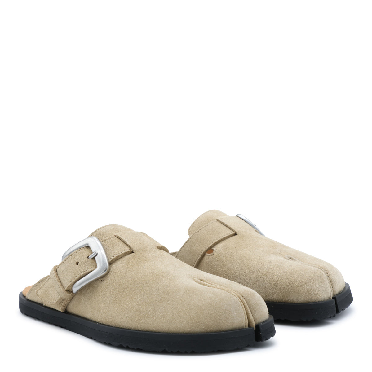 PALE KHAKI SUEDE TABI DAILY MULE FLATS