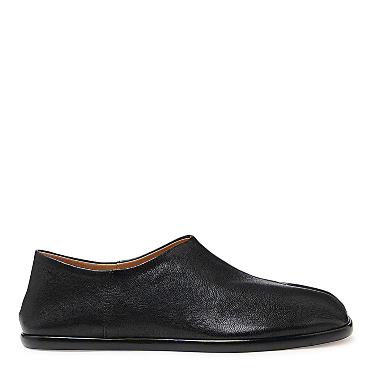 BLACK LEATHER TABI FLATS