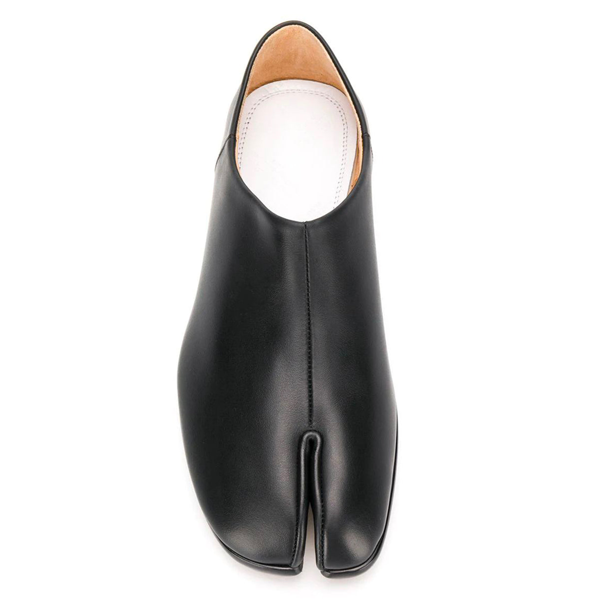 BLACK LEATHER TABI FLATS