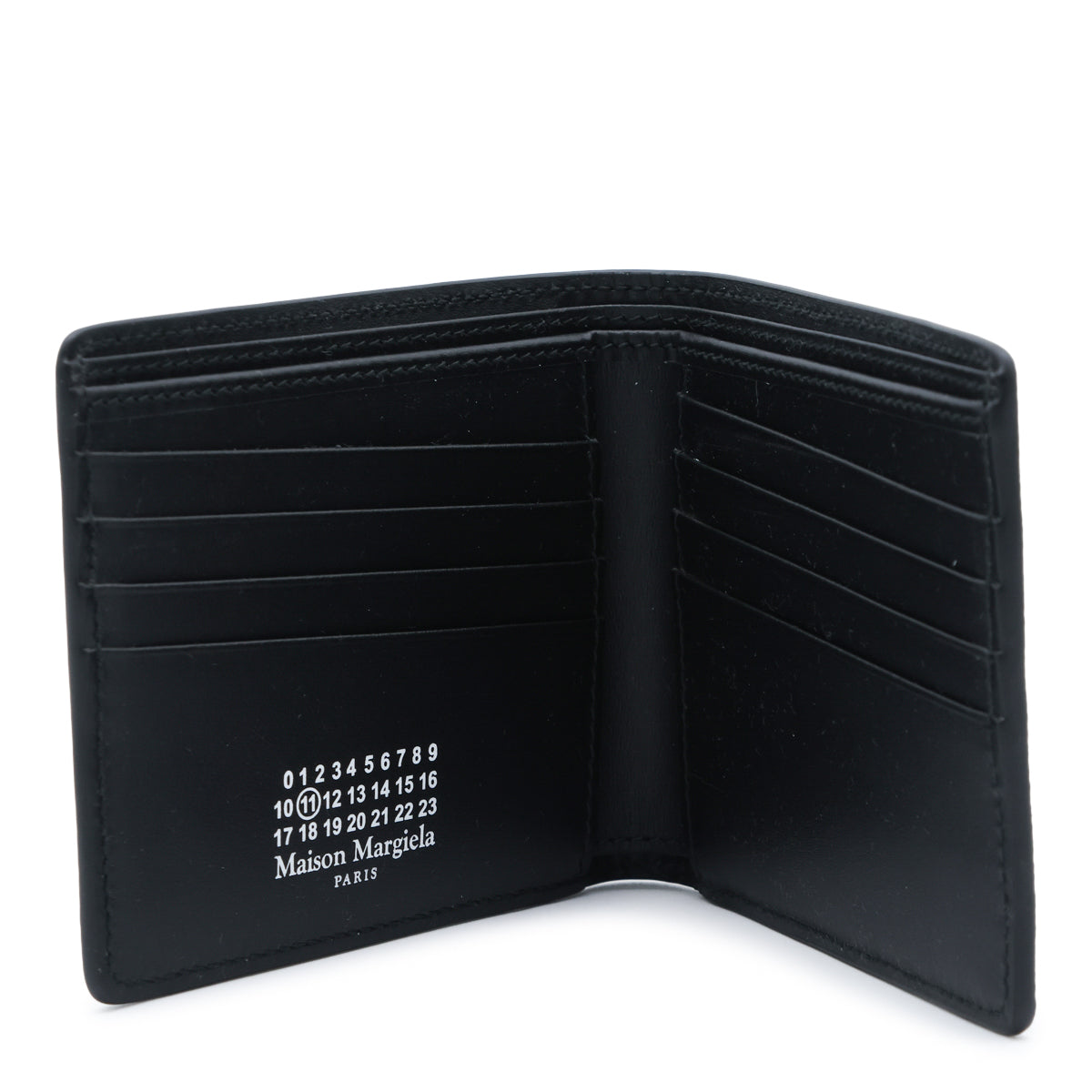 BLACK LEATHER FOUR STITCHES WALLET