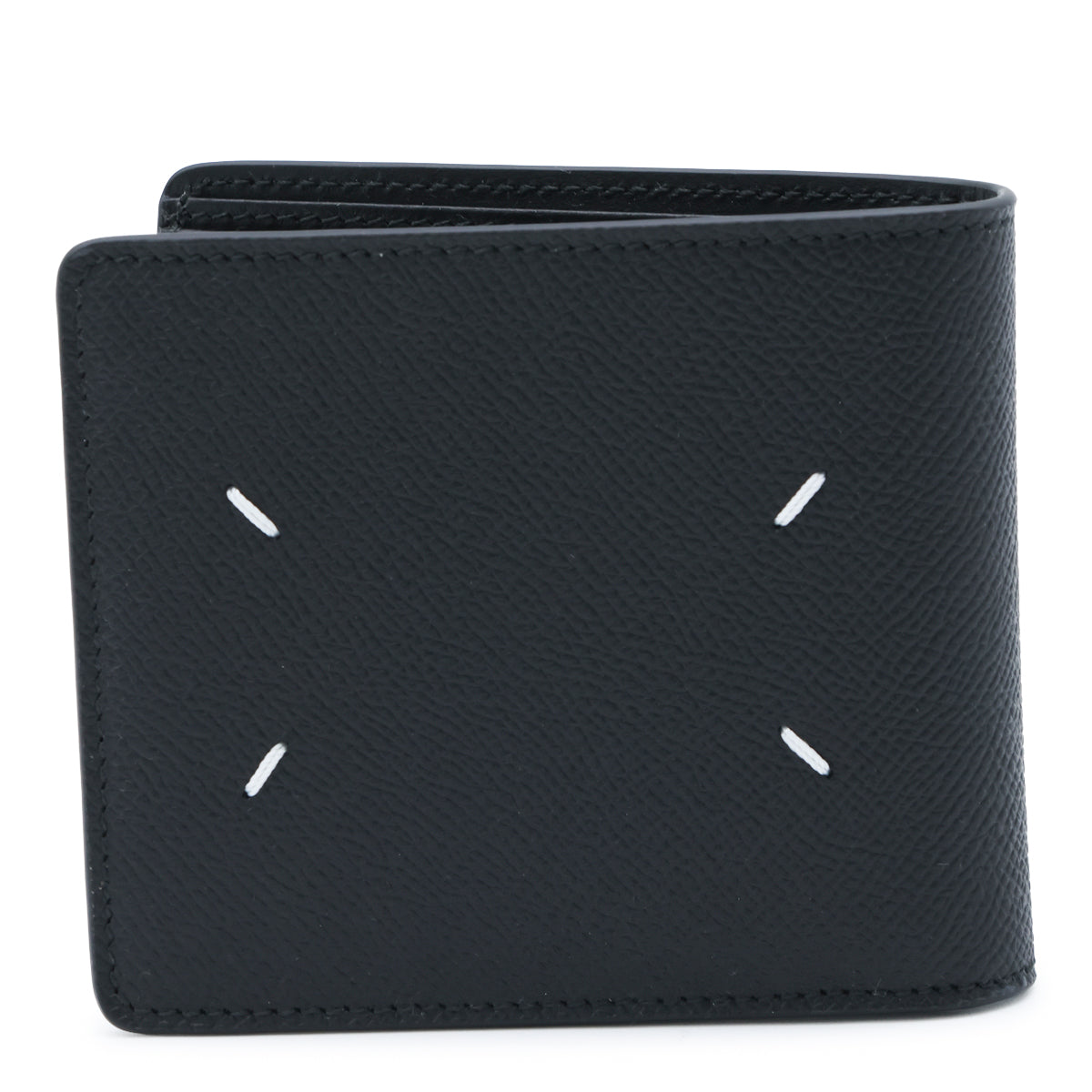 BLACK LEATHER FOUR STITCHES WALLET