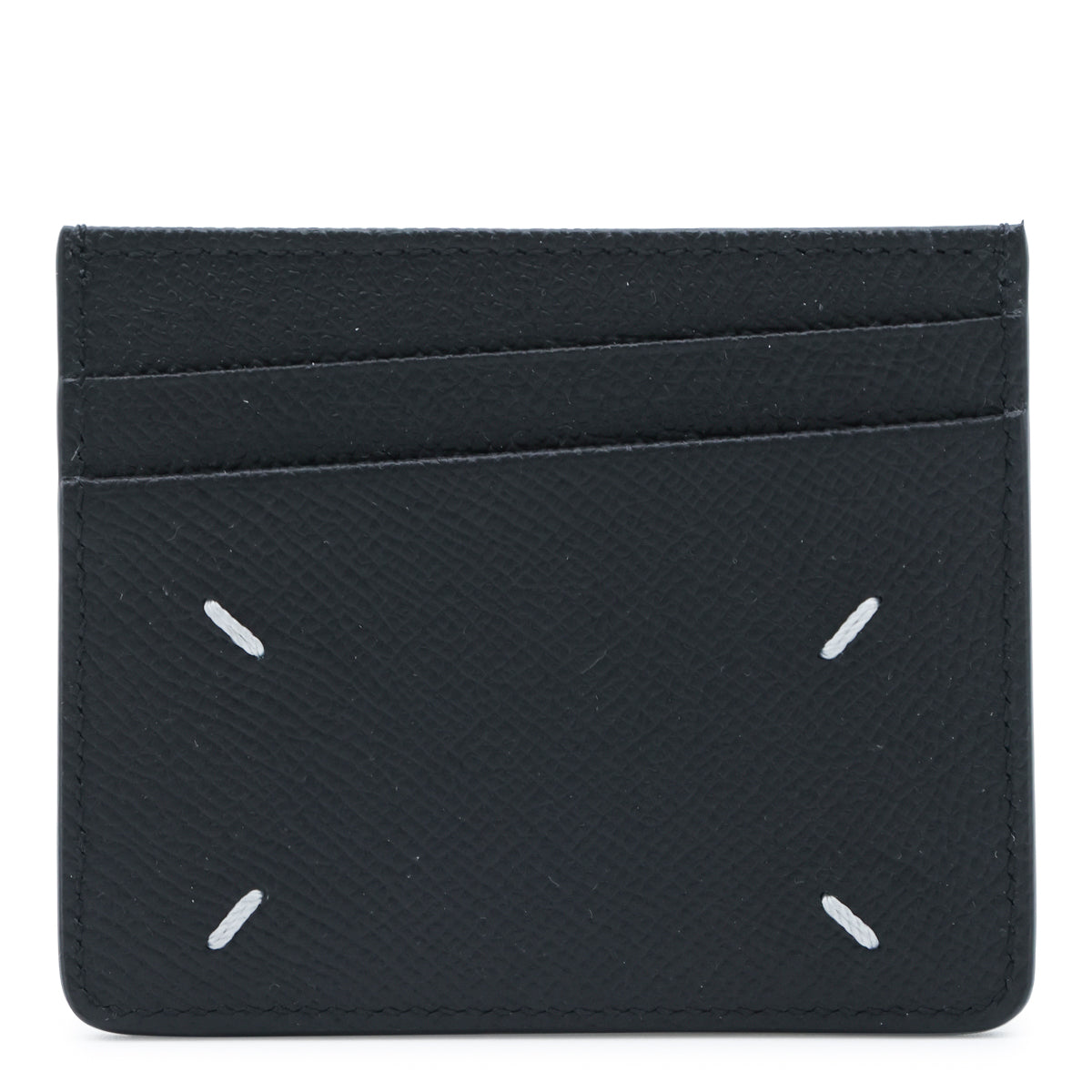 BLACK LEATHER FOUR STITCHES CARD HOLDER
