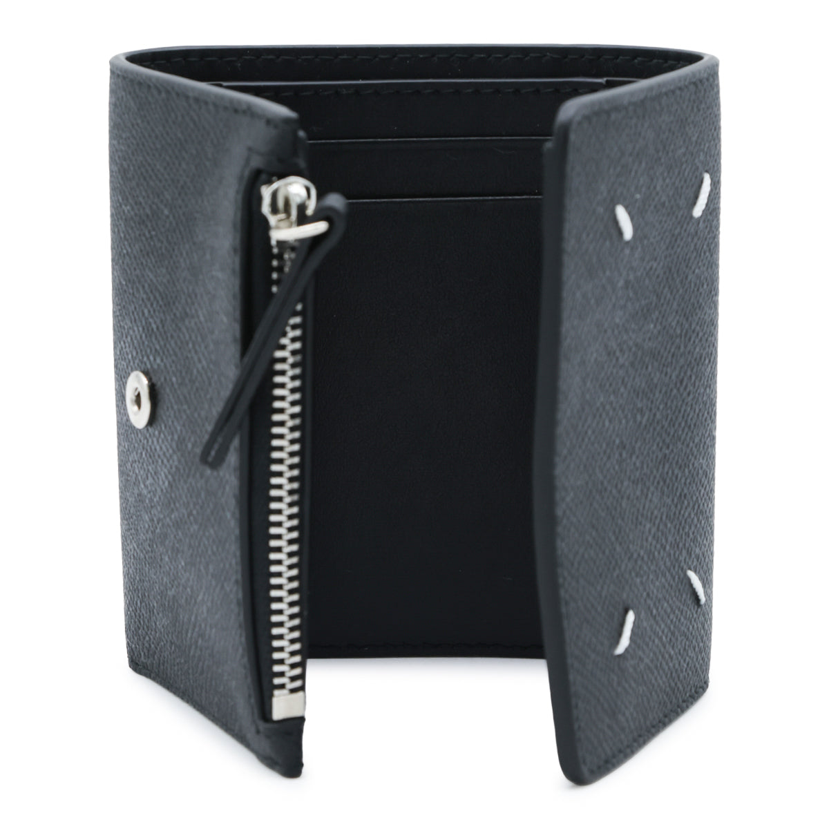 BLACK LEATHER FOUR STITCHES WALLET