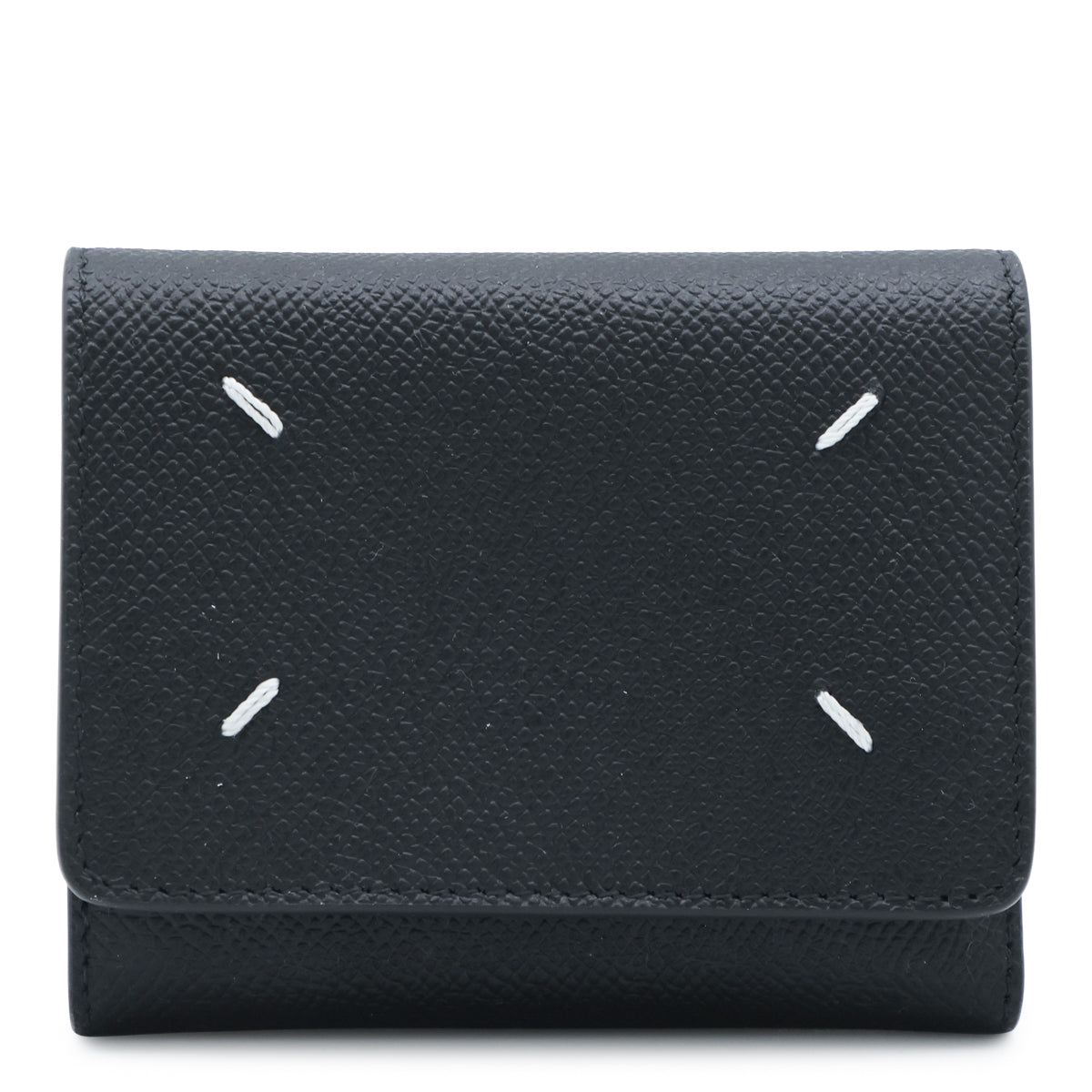 BLACK LEATHER FOUR STITCHES WALLET