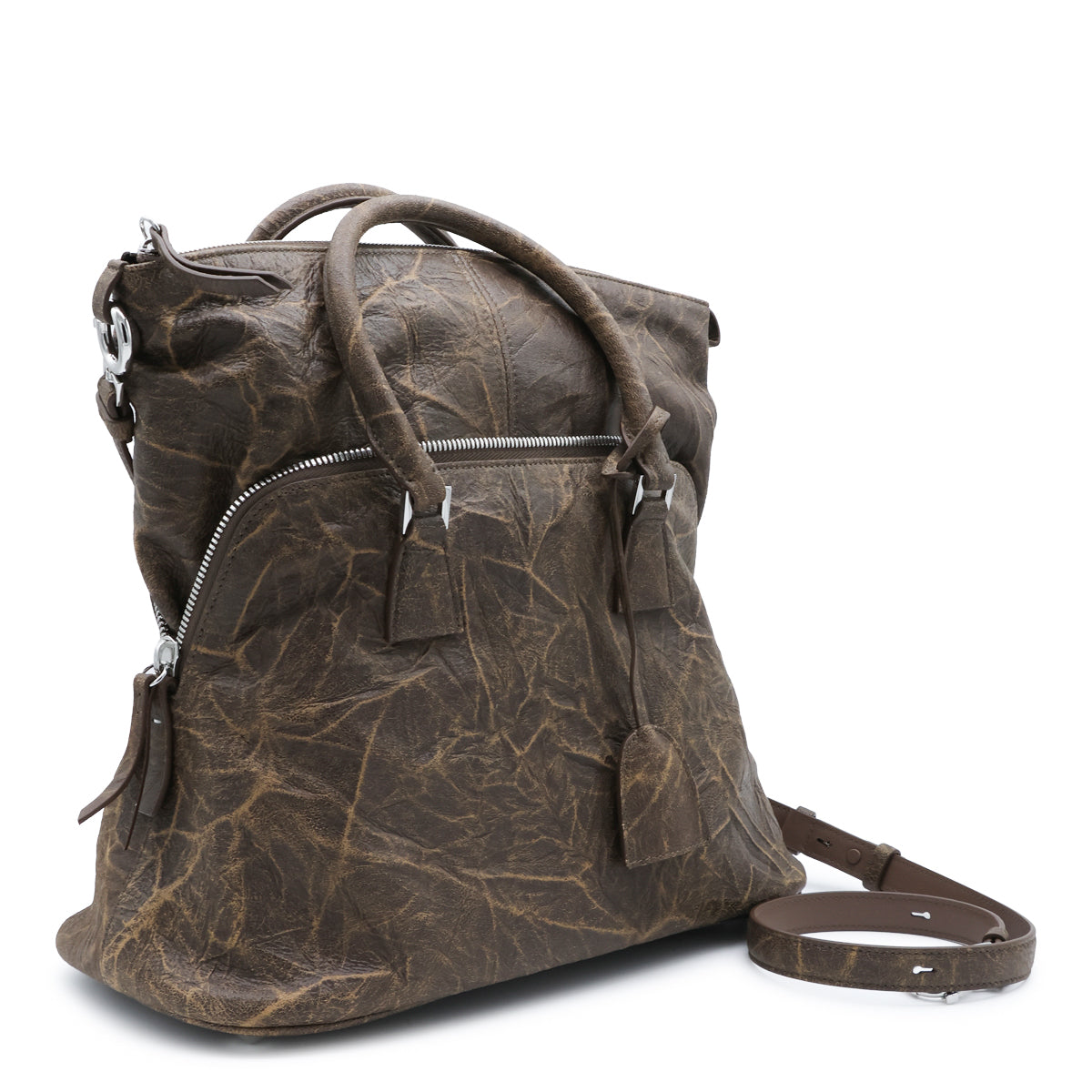 BROWN SUEDE 5AC SOFT SMALL TOP HANDLE BAG
