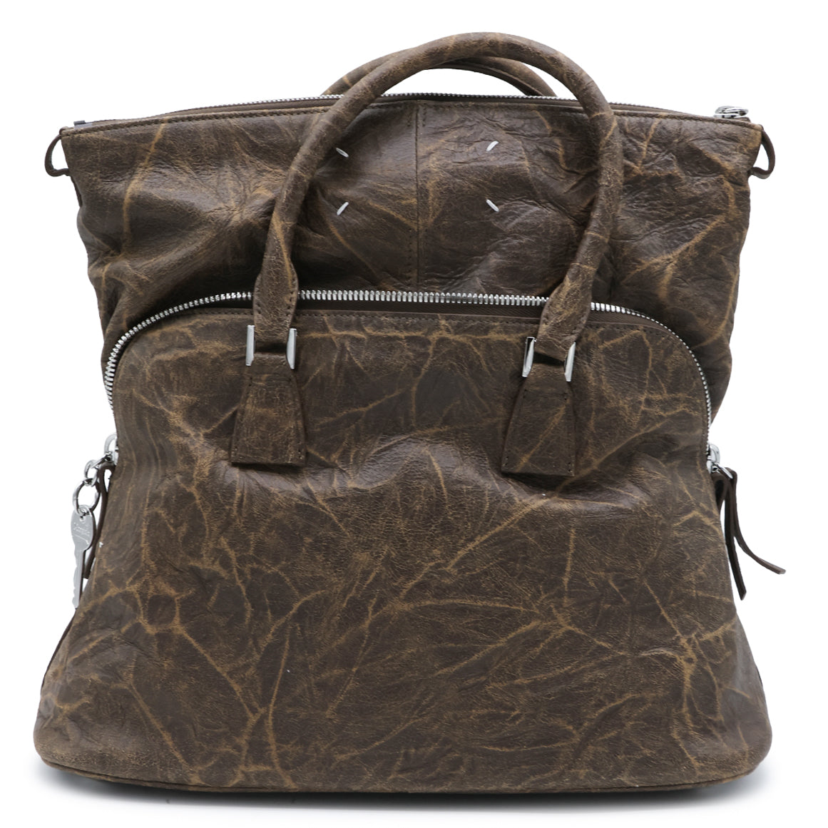 BROWN SUEDE 5AC SOFT SMALL TOP HANDLE BAG