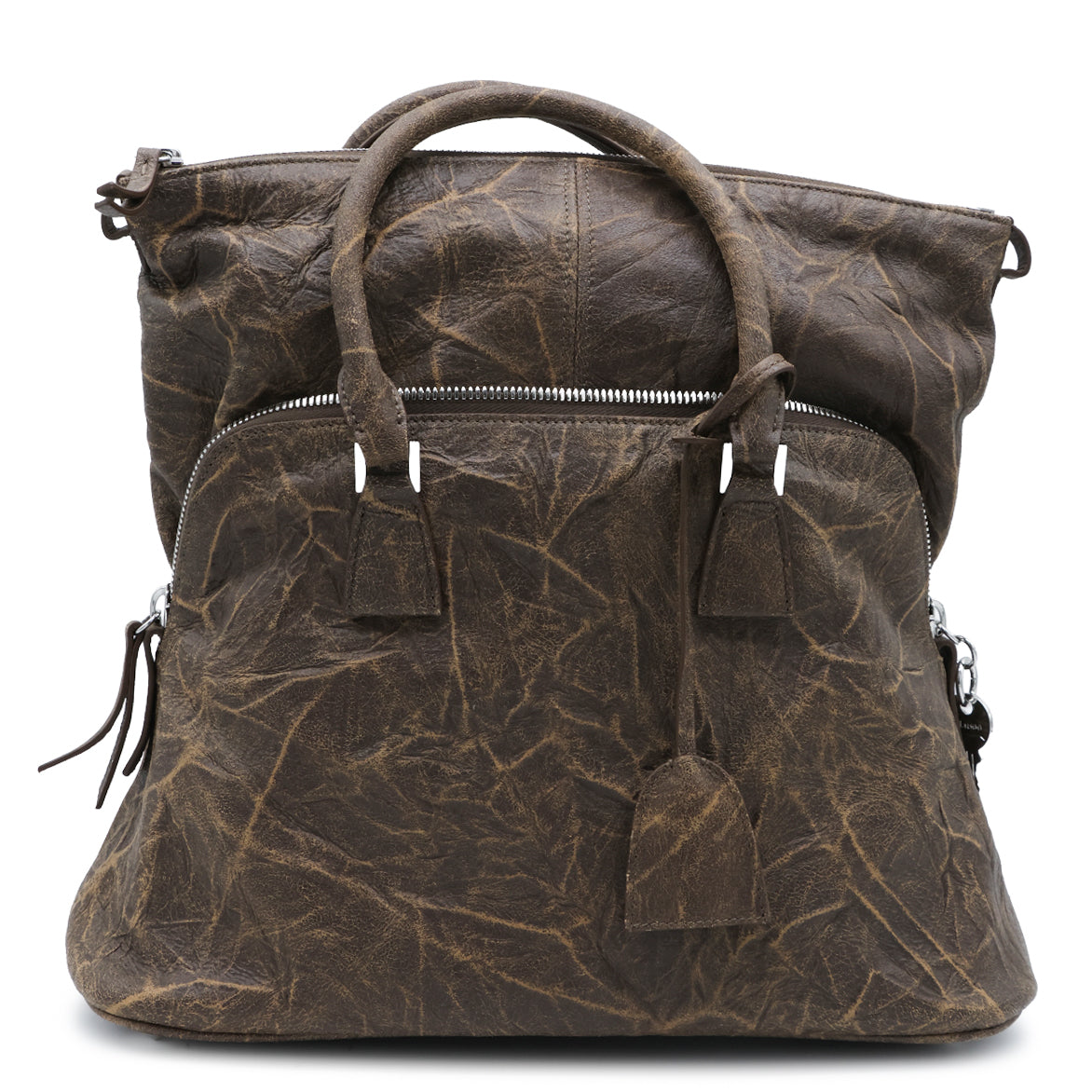 BROWN SUEDE 5AC SOFT SMALL TOP HANDLE BAG