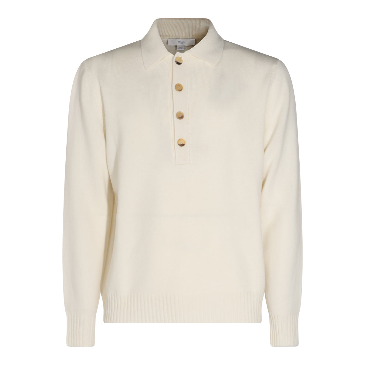 WHITE CASHMERE POLO SHIRT