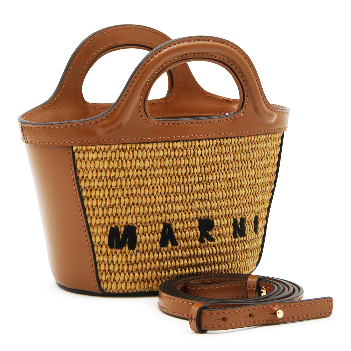 BROWN TROPICALIA MINI TOP HANDLE BAG