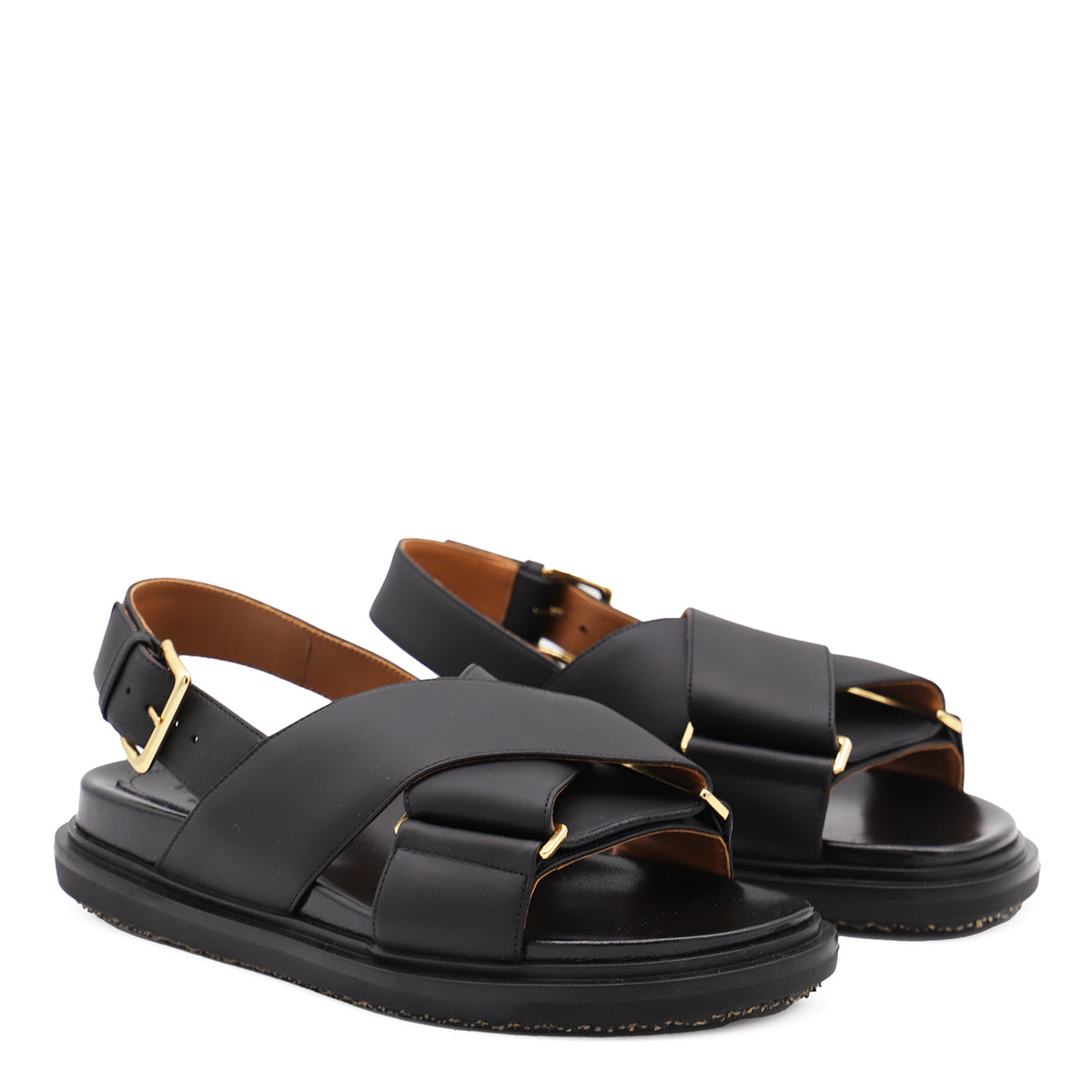 BLACK LEATHER FUSSBETT SANDALS