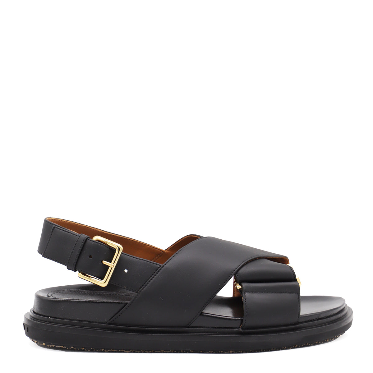 BLACK LEATHER FUSSBETT SANDALS