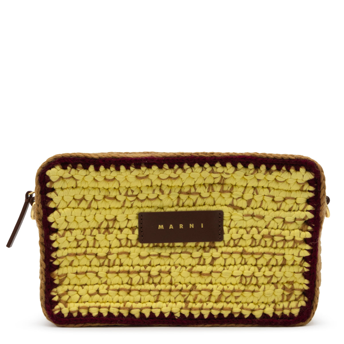 YELLOW AND BROWN WOOL CROSSBODY BAG