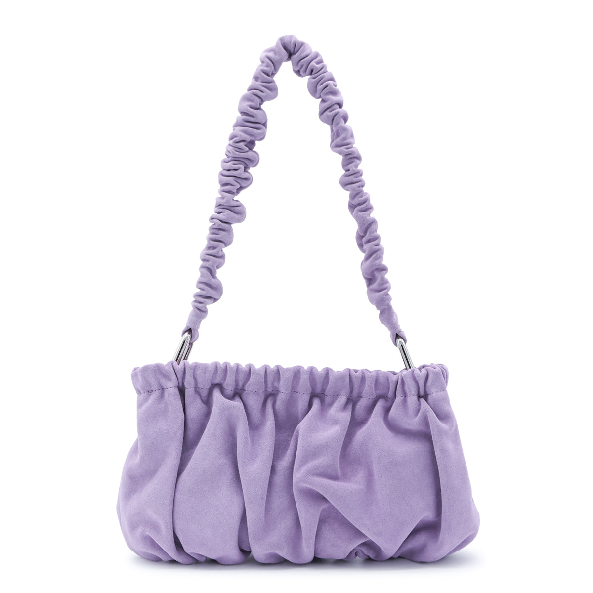 PINK LEATHER GATHERED SHOULDER BAG