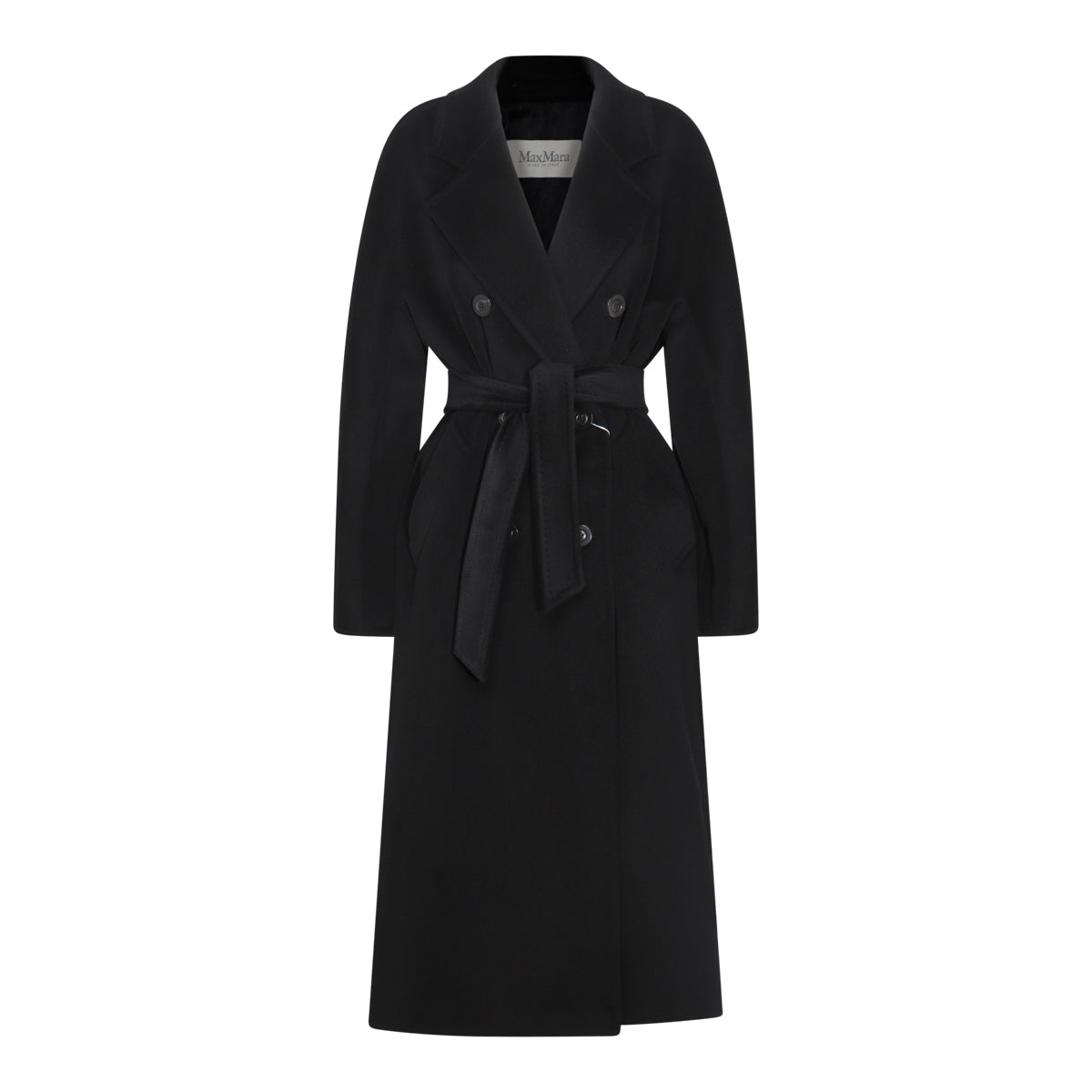 BLACK VIRGIN WOOL AND CASHMERE BLEND MADAME COAT