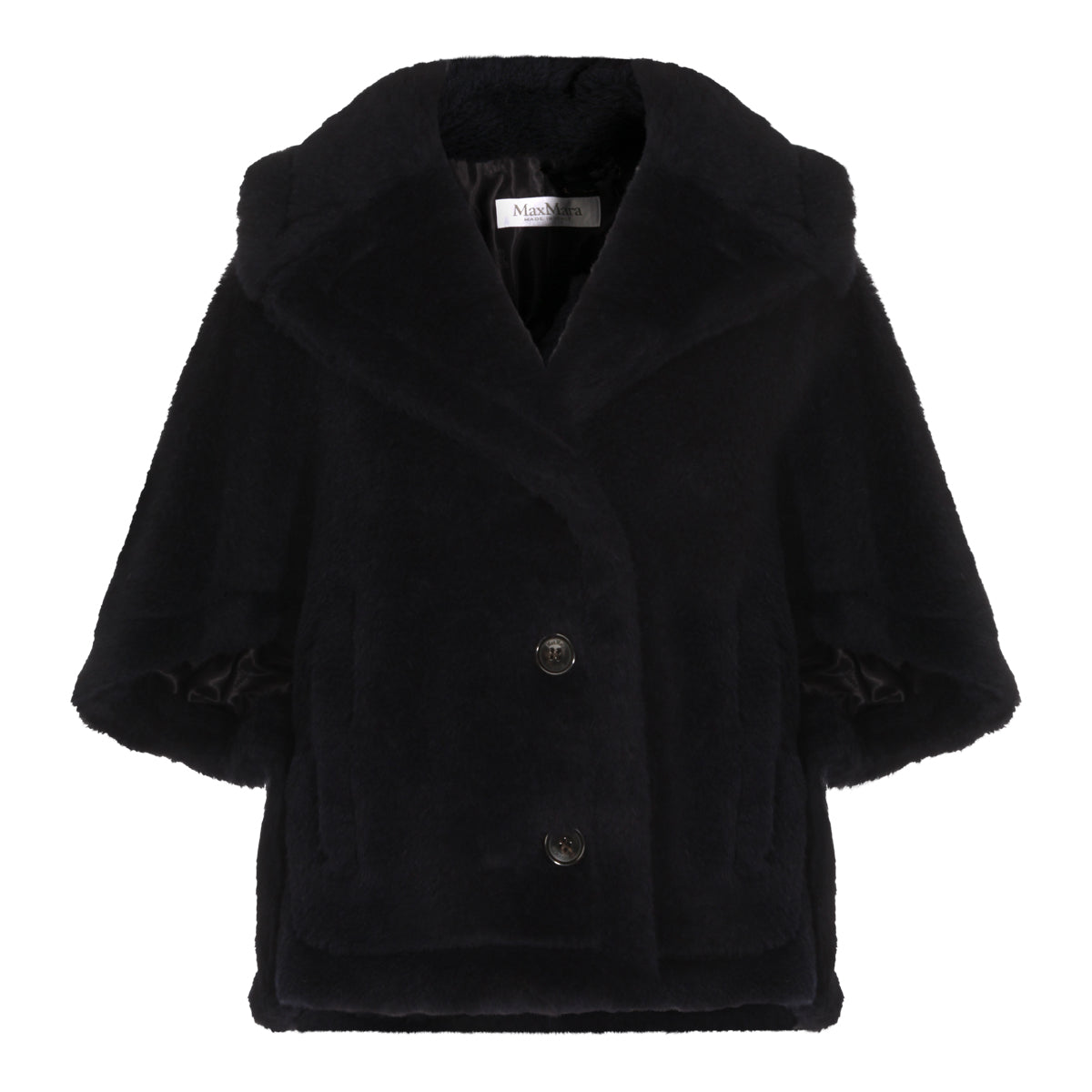 BLUE WOOL BLEND CAPE