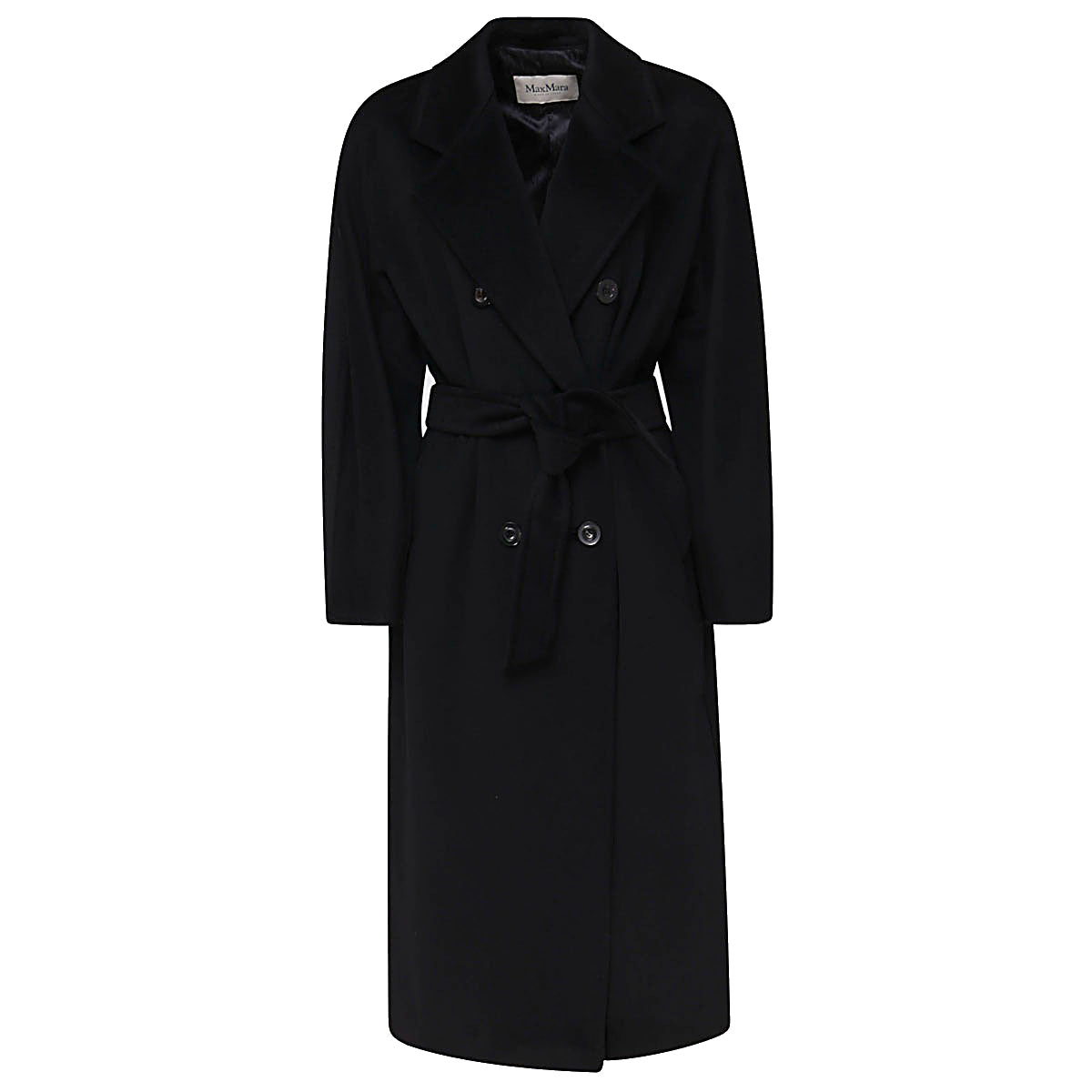 BLACK VIRGIN WOOL AND CASHMERE BLEND MADAME COAT