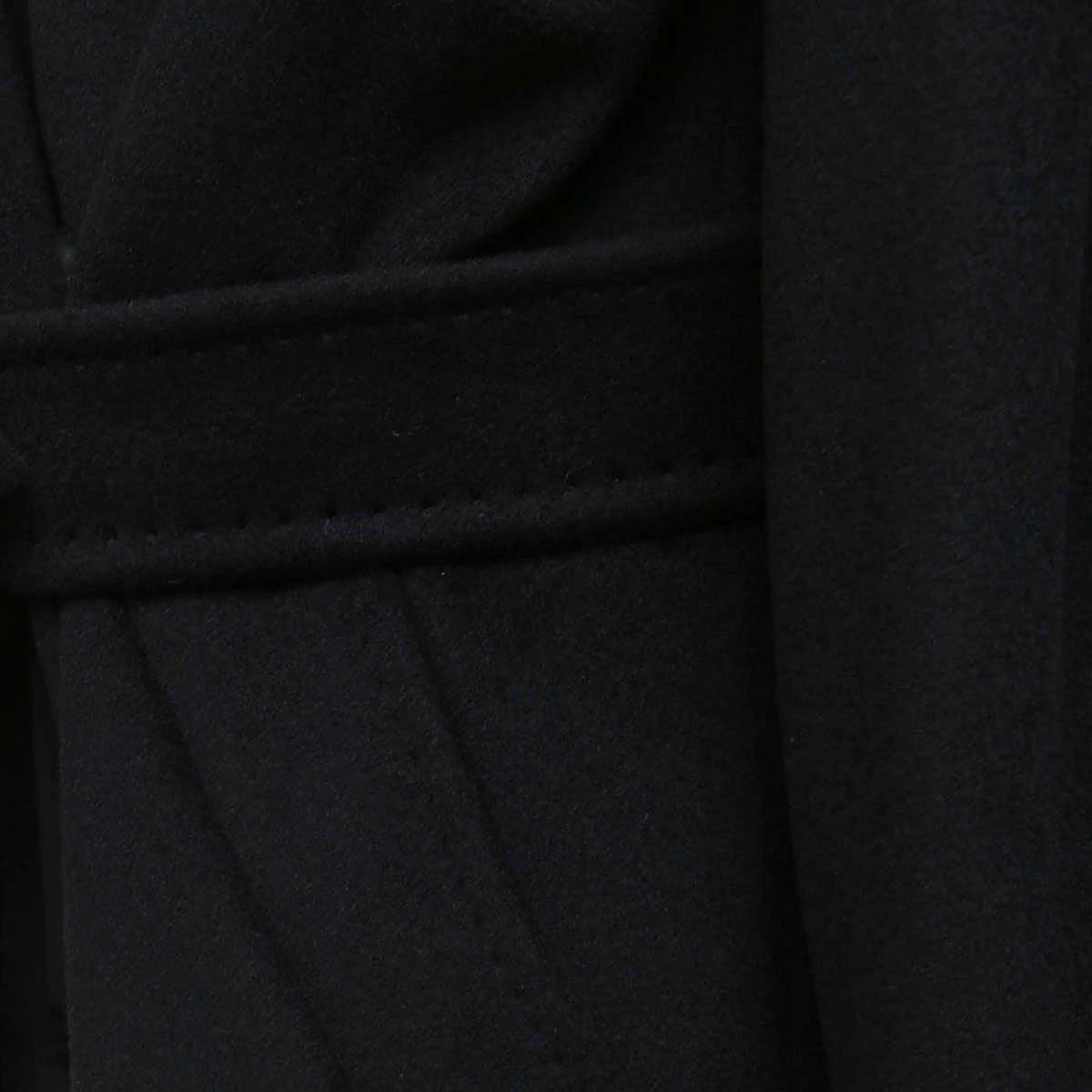 BLACK VIRGIN WOOL AND CASHMERE BLEND MADAME COAT