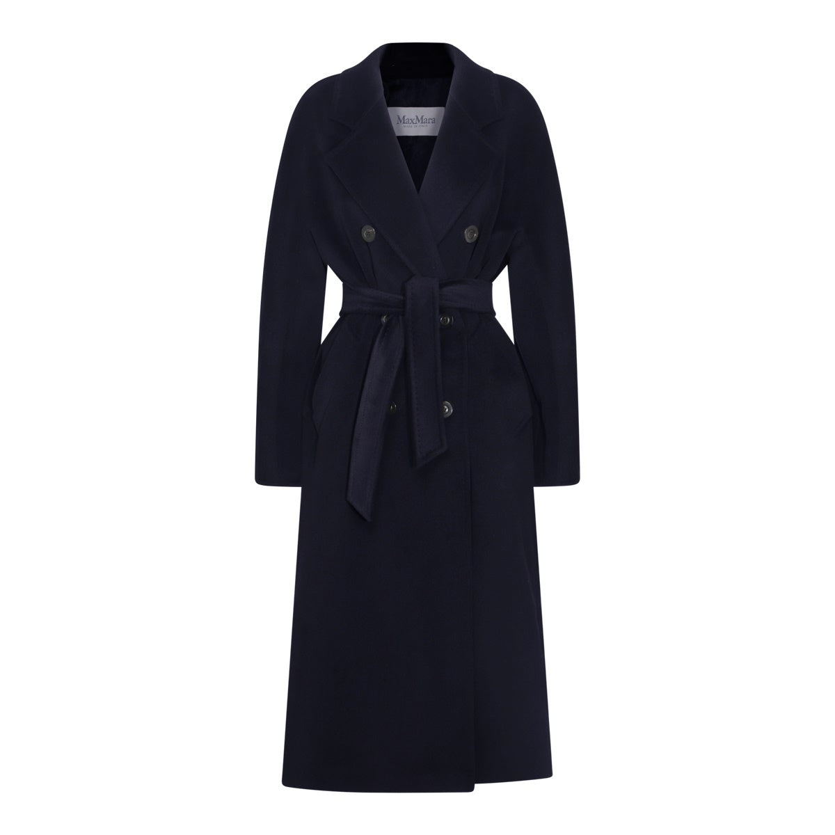 NAVY VIRGIN WOOL AND CASHMERE BLEND MADAME COAT