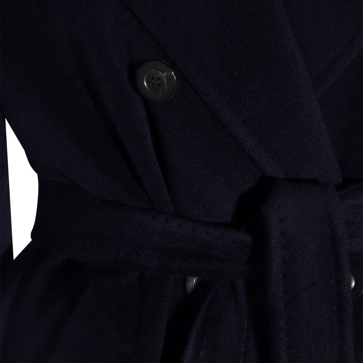 NAVY VIRGIN WOOL AND CASHMERE BLEND MADAME COAT