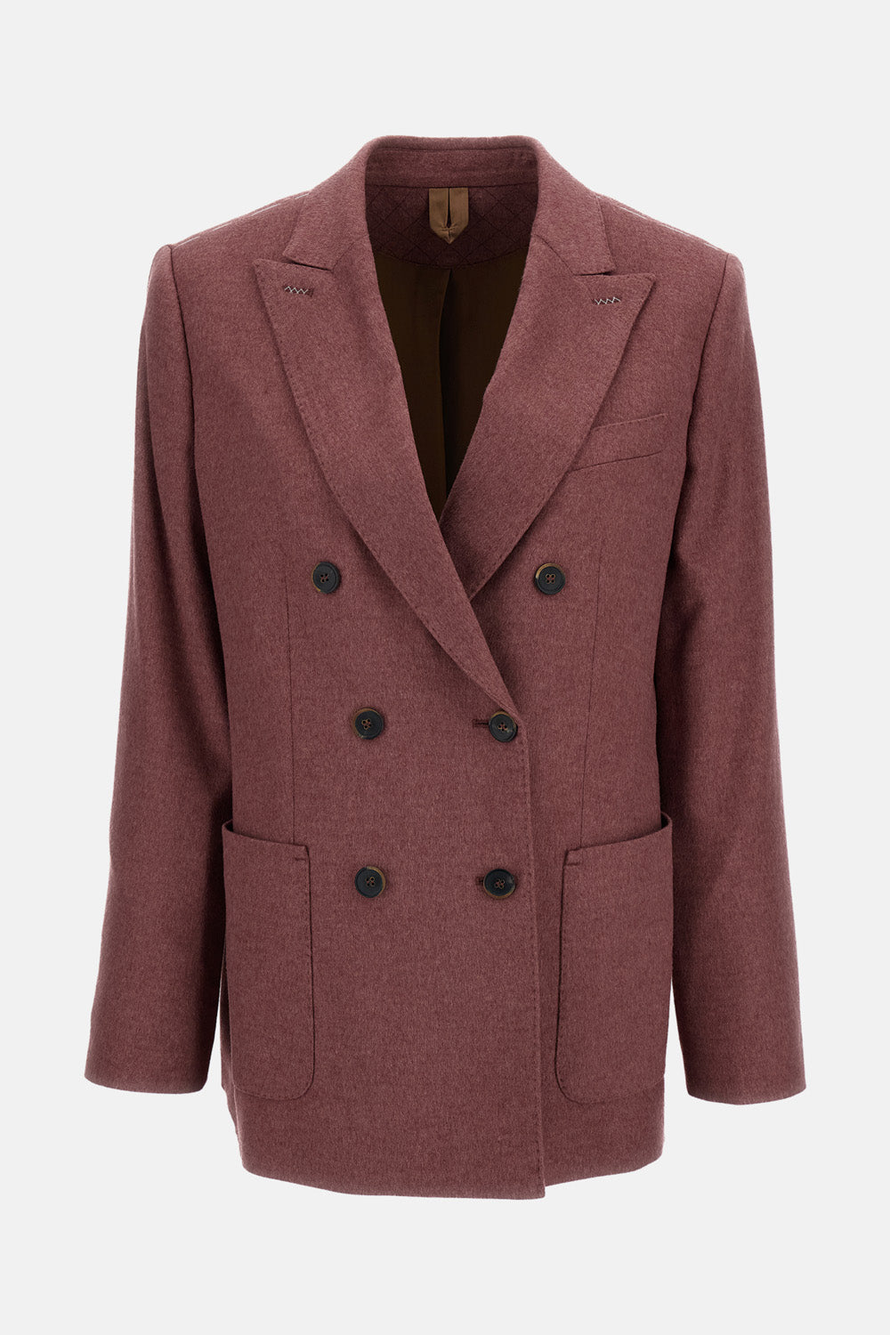 DOUBLE-BREASTED SILK AND CASHMERE TAILORED JACKET