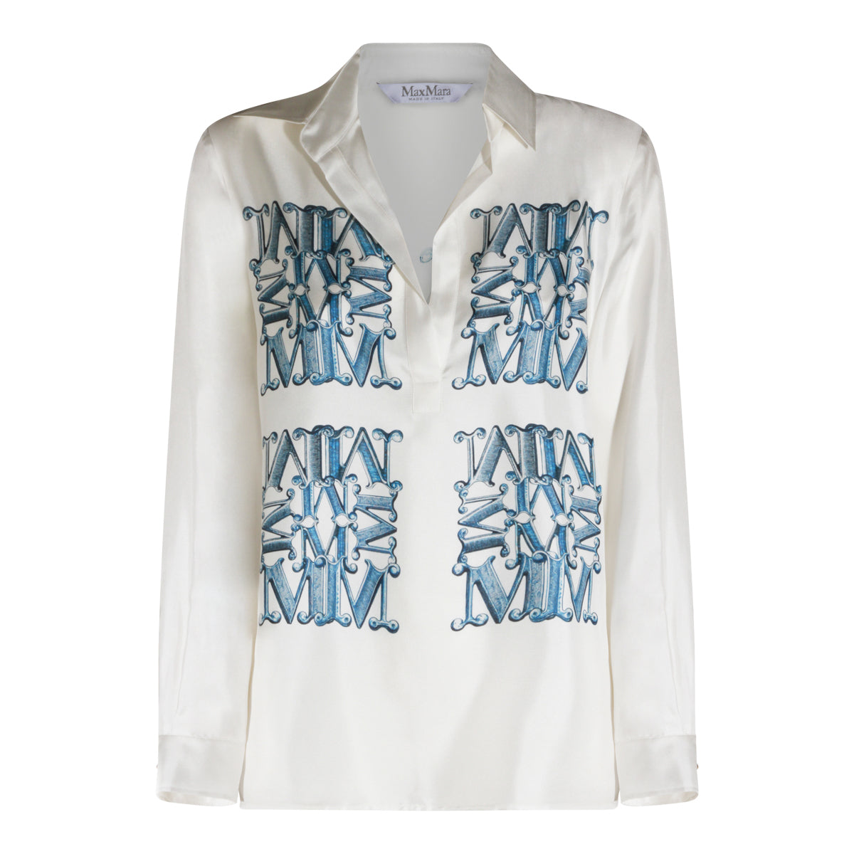 WHITE AND BLUE SILK FILTRO SHIRT