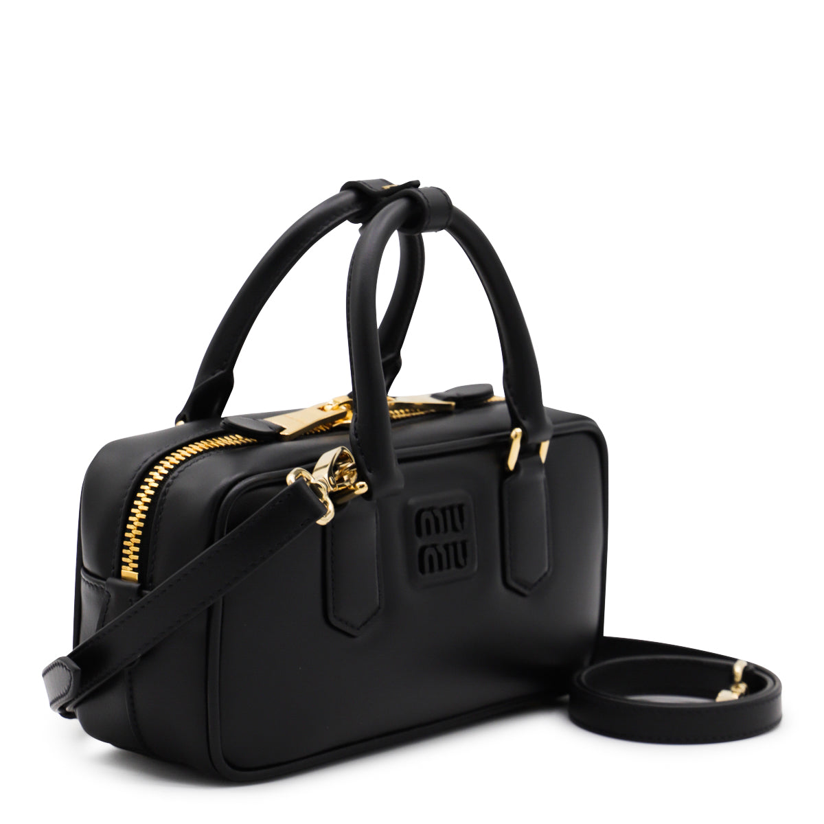 BLACK LEATHER ARCADIE CROSSBODY BAG