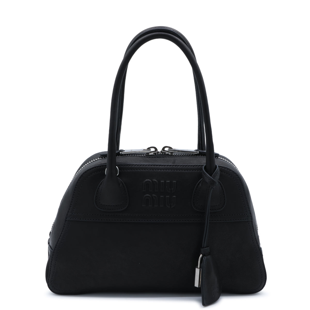 BLACK LEATHER VIVANT BOWLING BAG