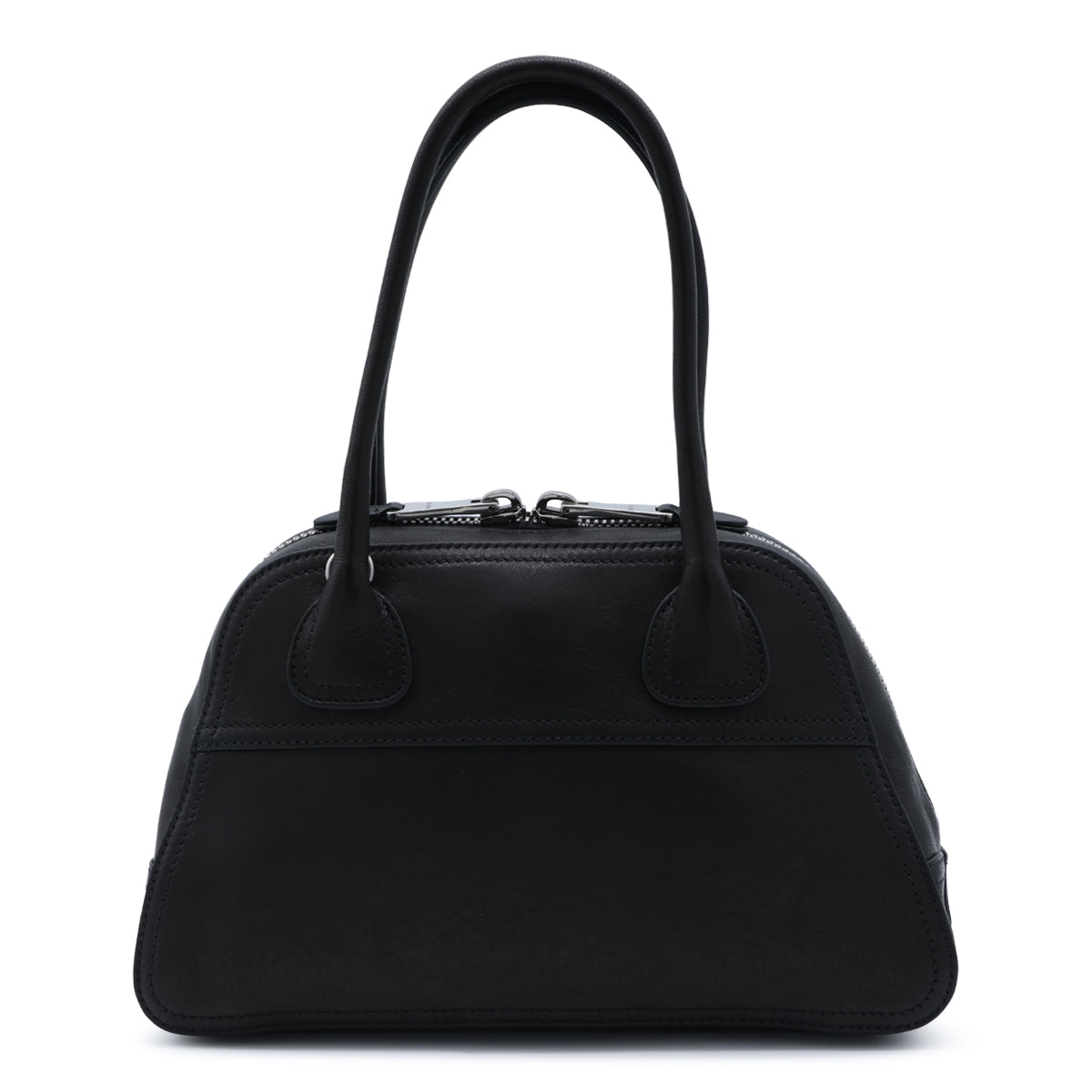BLACK LEATHER VIVANT BOWLING BAG