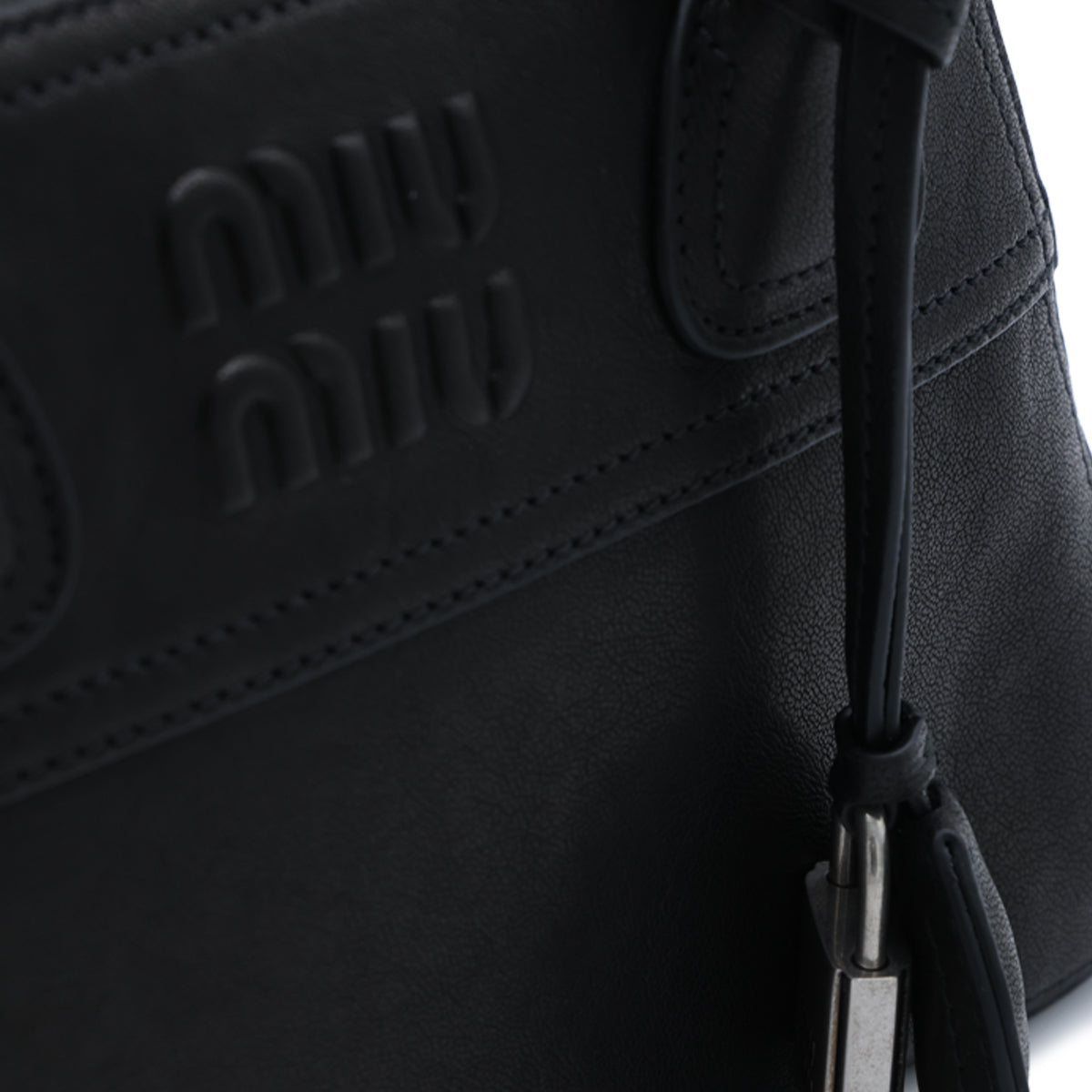 BLACK LEATHER VIVANT BOWLING BAG