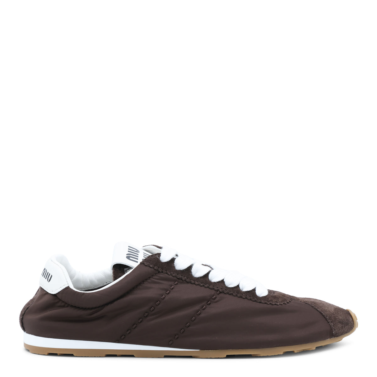 BROWN AND WHITE PLUME SNEAKERS