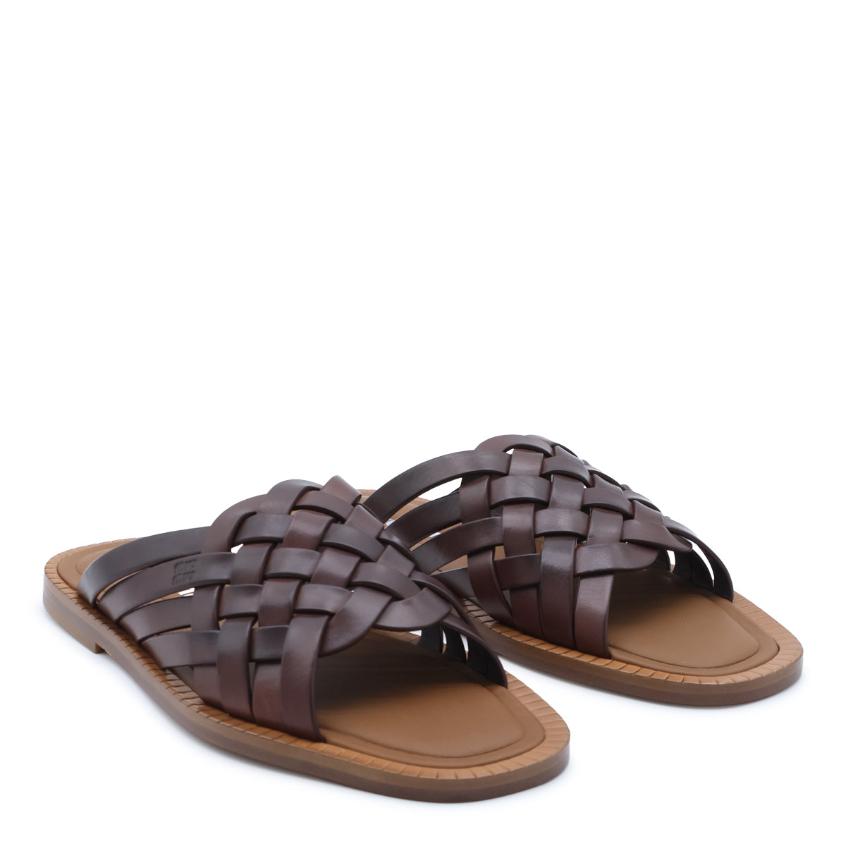 COFFEE LEATHER SANDALS