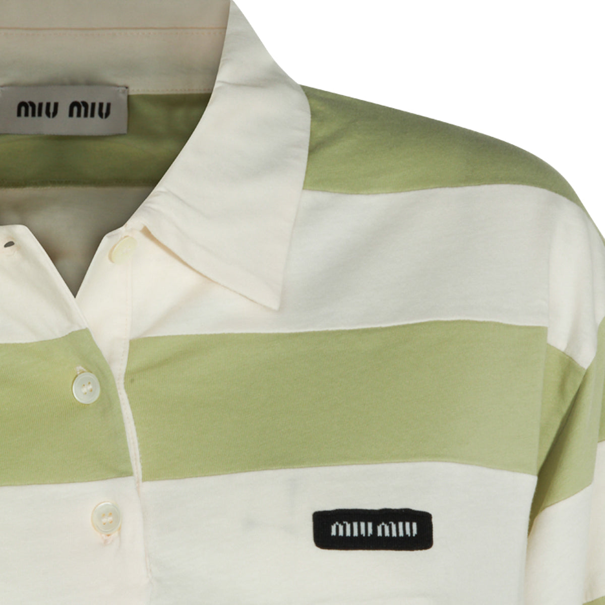 AGAVE AND IVORY COTTON STRIPED POLO SHIRT