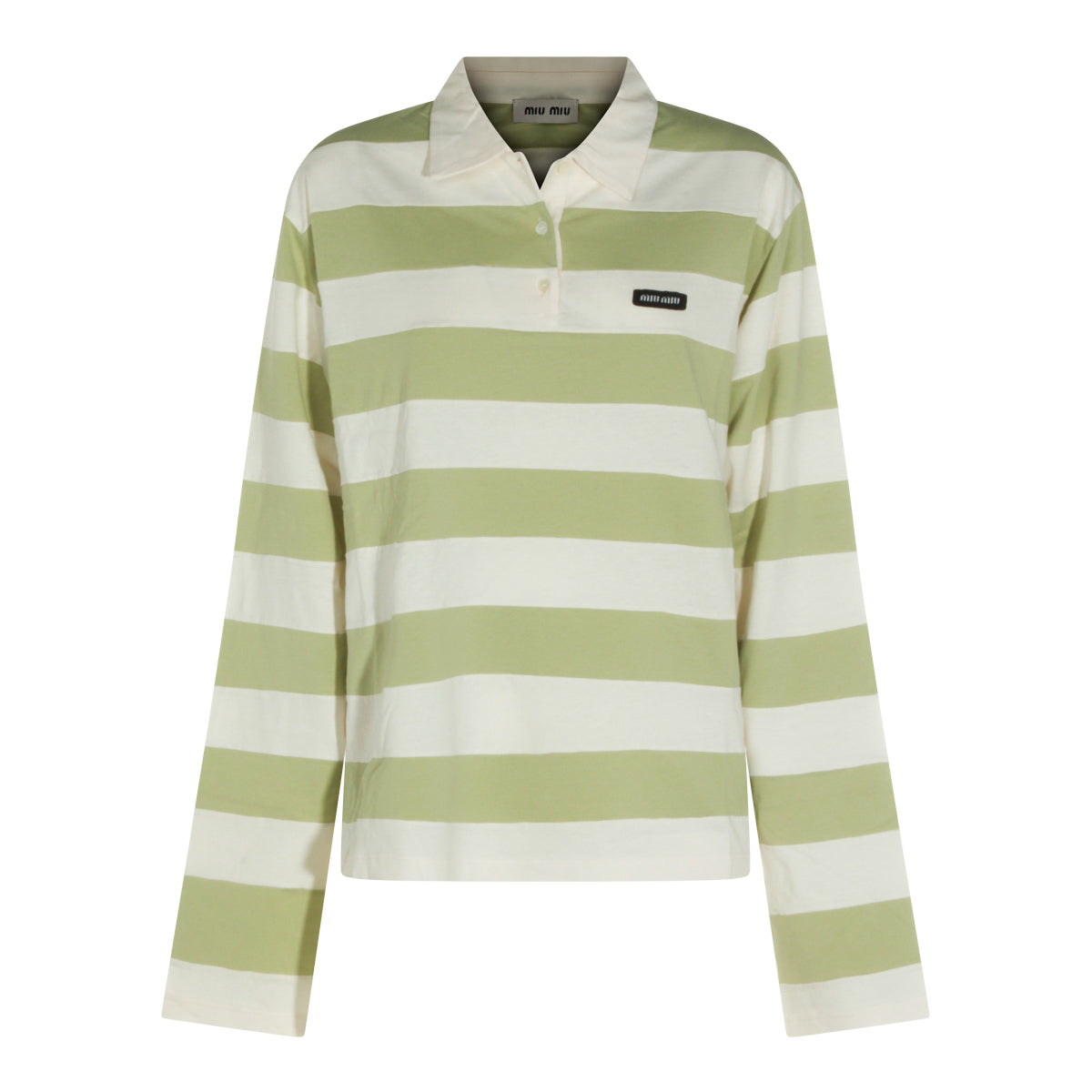 AGAVE AND IVORY COTTON STRIPED POLO SHIRT