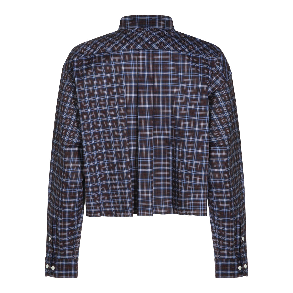 BLUE AND COCOA COTTON PLAID SHIRT