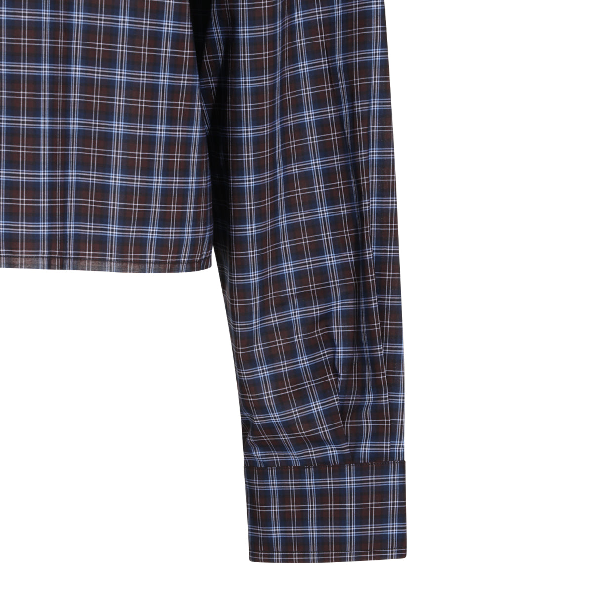 BLUE AND COCOA COTTON PLAID SHIRT